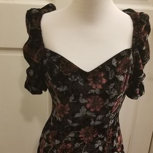Vintage La Glo Floral Black Velvet Party Dress